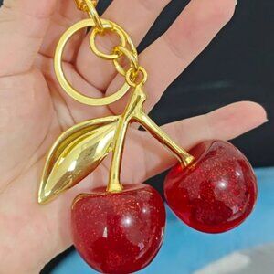 Gold Heart Cherry Keychain
